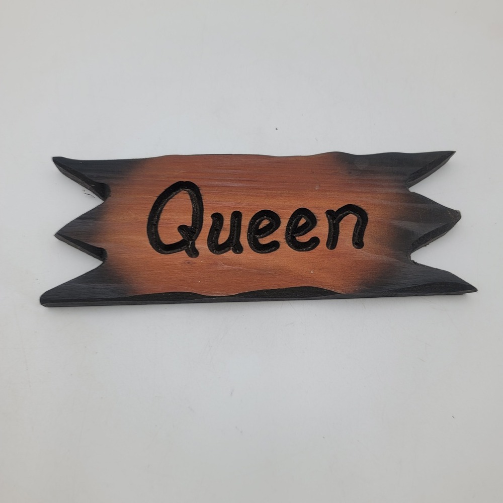 Rustic Wood "Queen" Engraved Wall Sign Plaque Burnt Edge Decor Handcrafted